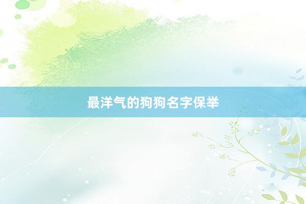 最洋气的狗狗名字保举